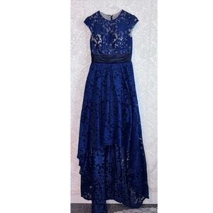 Custom made High Low Blue Lace Gown